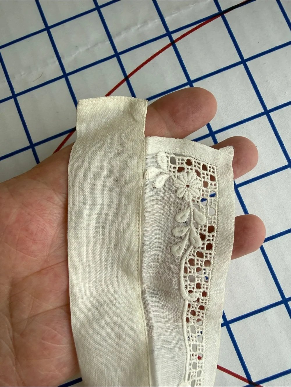 Antique Lace Whitework Trim Fragment Floral Heirloom Sewing 1910s-30s